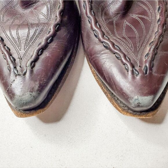 Dan Post Black Cherry Albany Western Embroidered Flame Cowboy Boots Size 10.5 - Picture 4 of 7